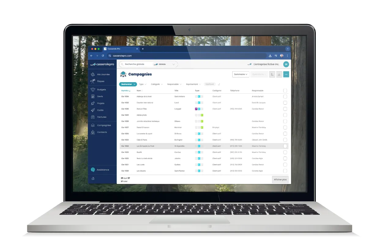 Illustration de la section 'Compagnies' de Casserole.pro, présentant les différentes compagnies
