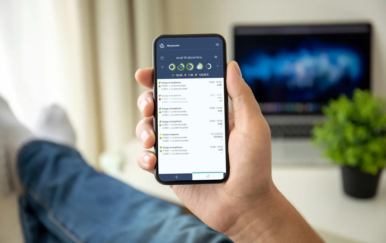 Application mobile Casserole.pro affichant les heures de travail