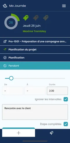 Capture d'écran de l'application mobile Casserole.pro montrant la création d'un coût