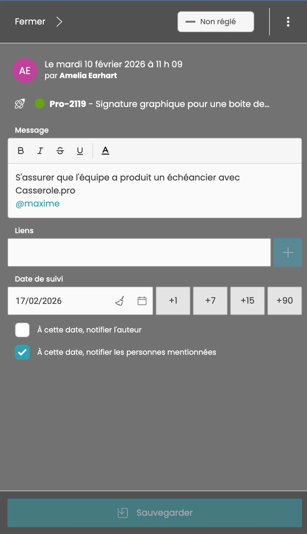 Exemple de brief de projet rédigé dans un Blabla pour conserver les instructions et le contexte initial du mandat.