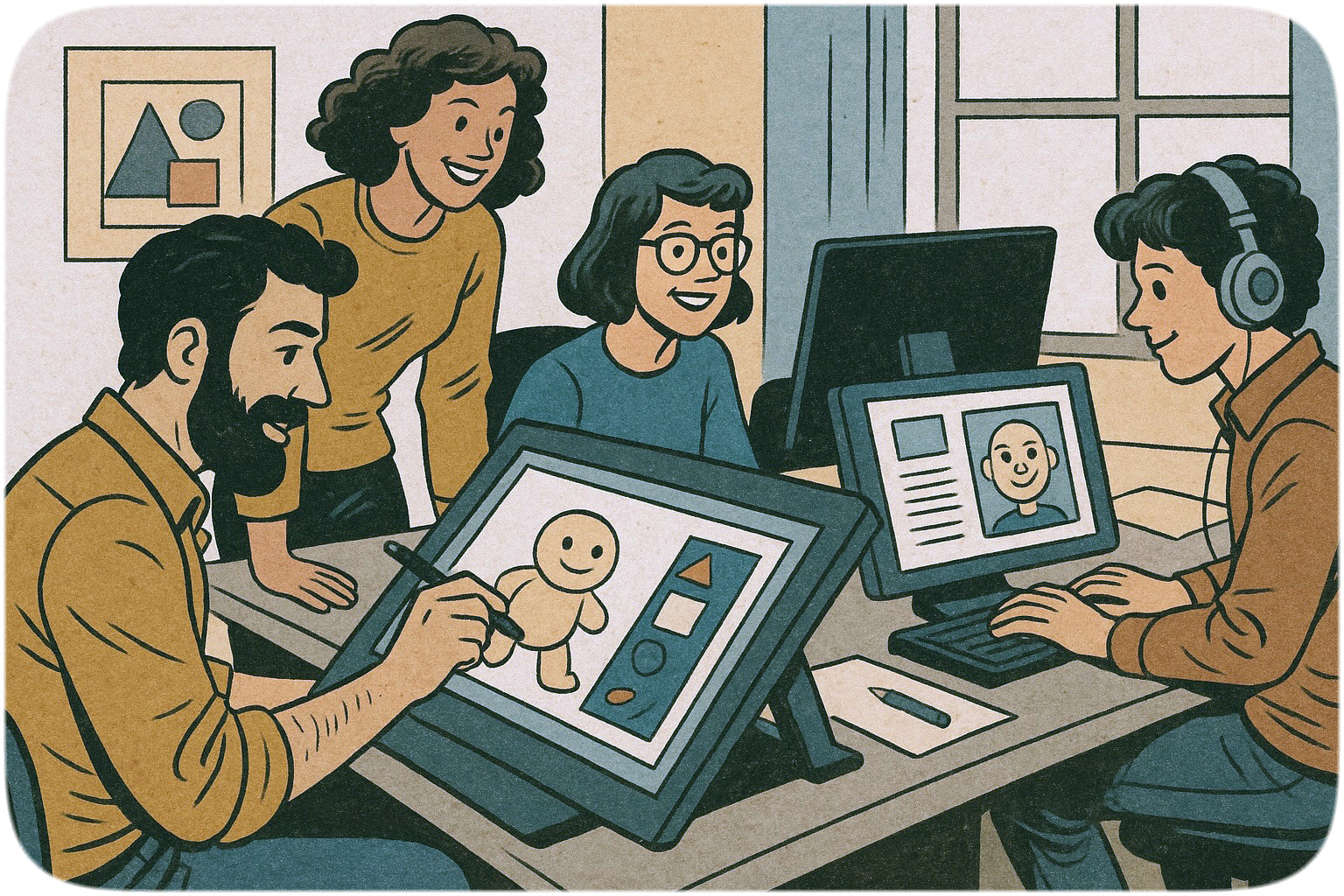 Une équipe de créateurs et graphistes utilise Casserole.pro pour suivre les projets, les temps et les livrables dans une agence de services.