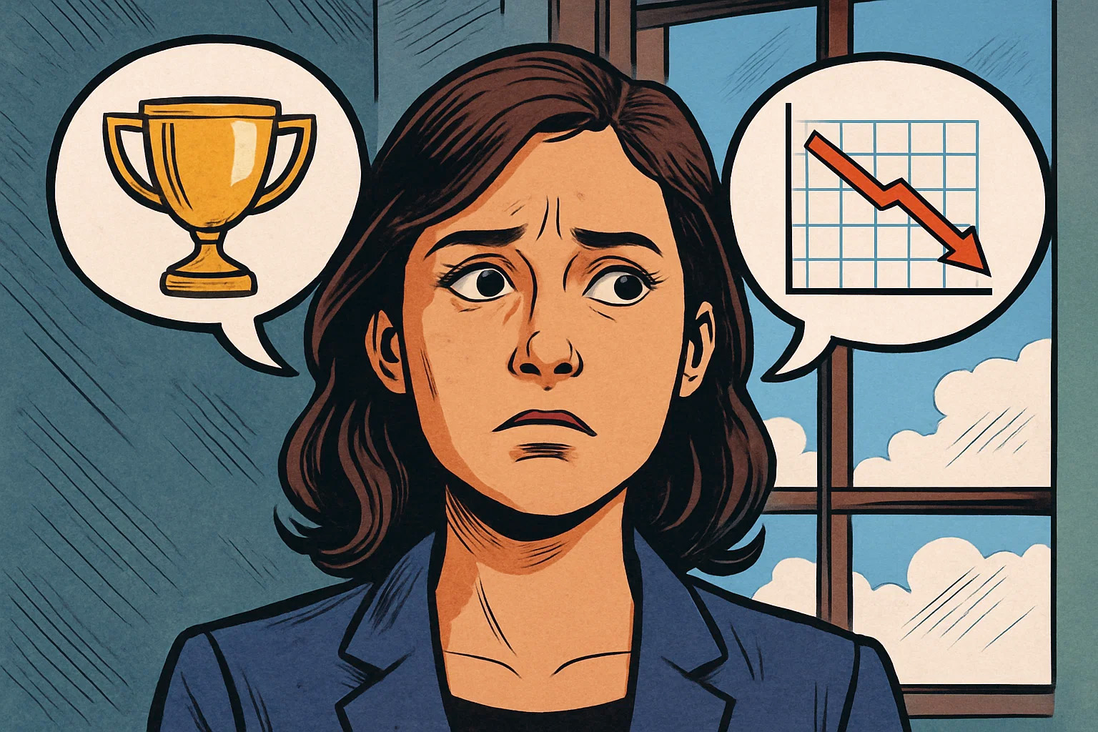 Illustration victoire et défaite montrant la différence entre un projet rentable et un projet à perte pour un architecte